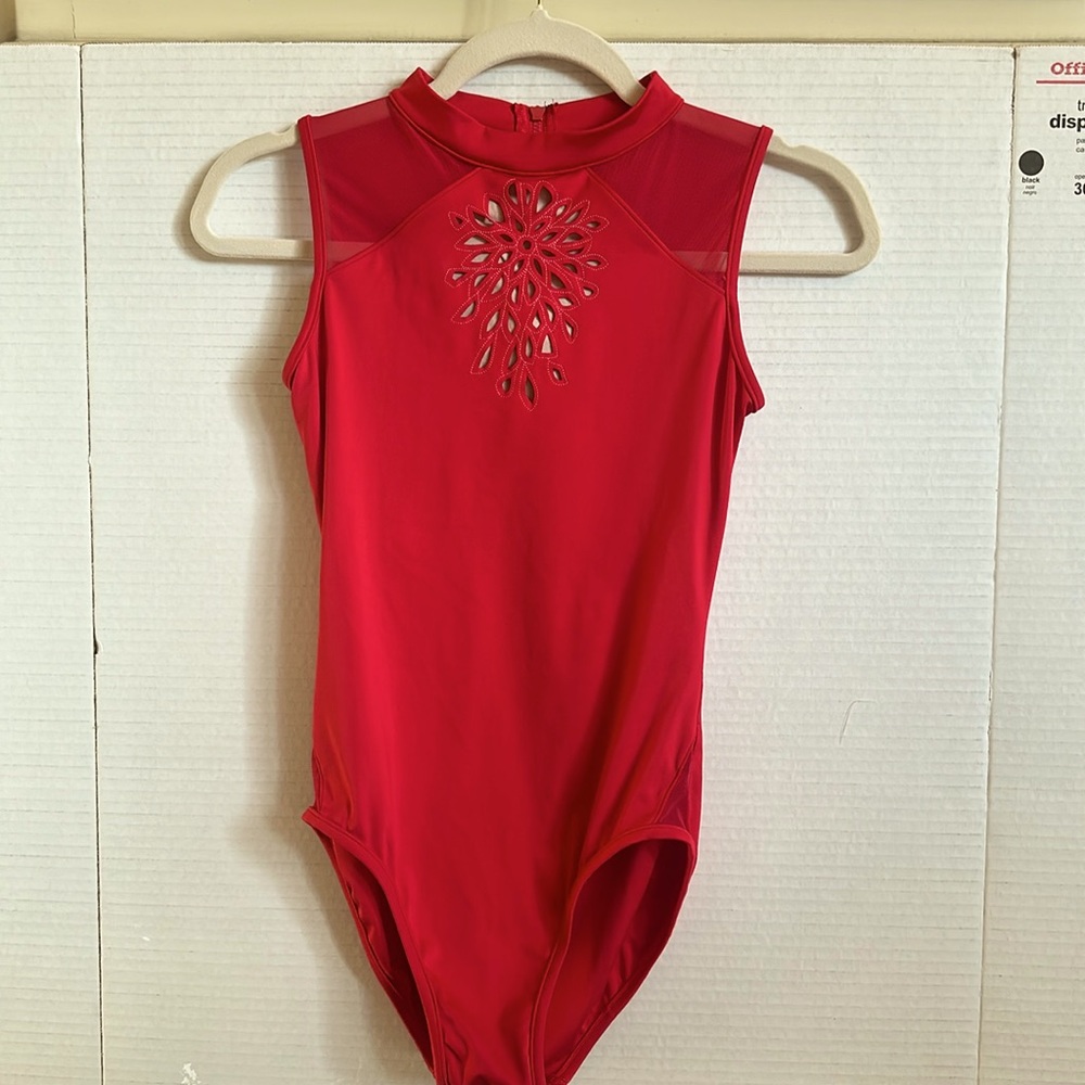 Ladies Red Turtleneck style Leotard